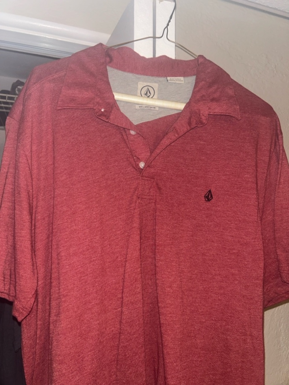 Volcom Men's Heathered Red Polo with Subtle Logo